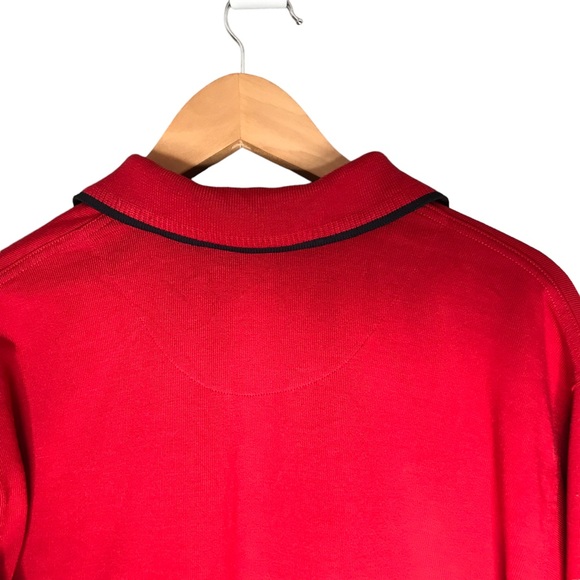 Paul & Shark Polo Shirt Long Sleeve Yachting Pique Cotton Red Men's Medium - Picture 9 of 13